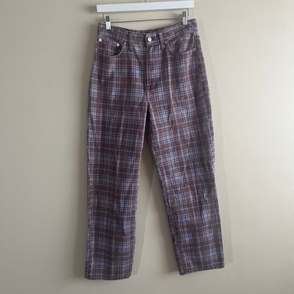 Madewell Perfect Vintage Straight Jean Brown Plaid High Rise 90s Size 28